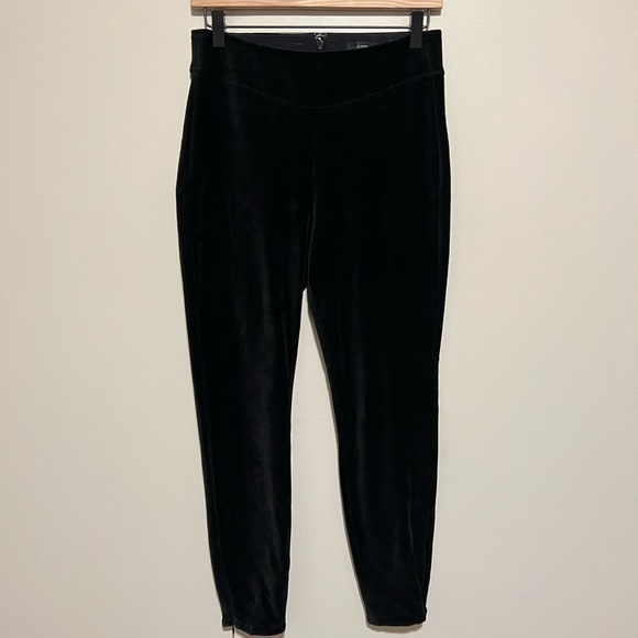 J.Crew Black Italian Stretch Velvet Leggings Mario Bellucci Size MP - Picture 10 of 12
